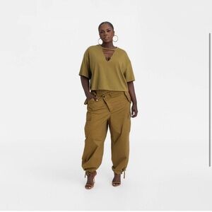 NWT KBB by KAHLANA Women's Mid-Rise Straight Leg 'The Cargo Jogger' Tan S M XXL